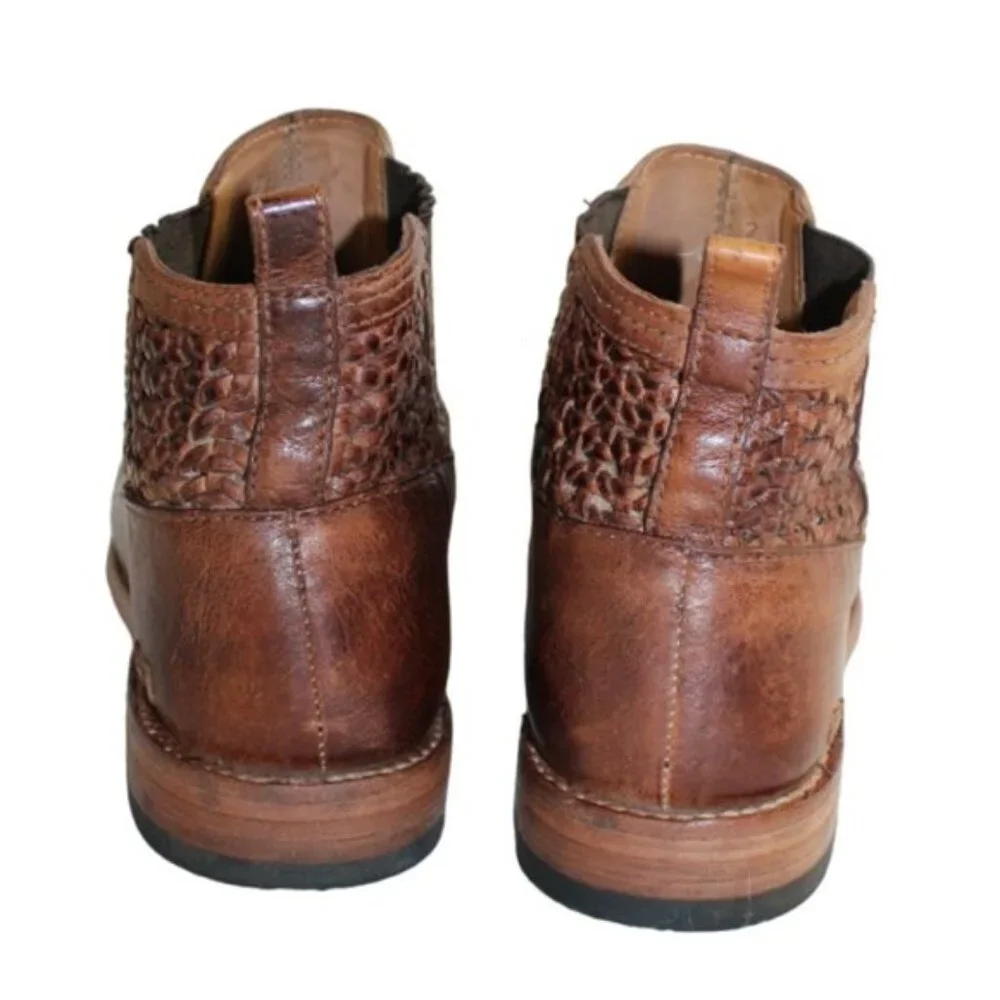 Bed Stu Rove Distressed Brown Leather Vintage Styling  Slip-On Bootie Size 7